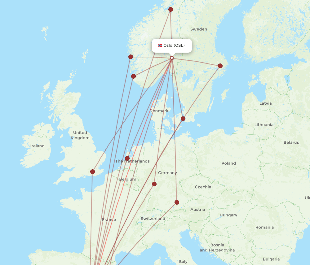 ALC-OSL flight routes