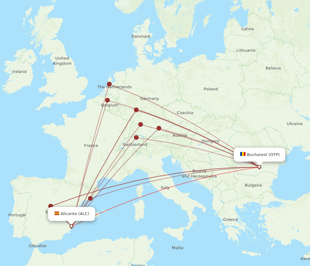 ALC-OTP flight routes