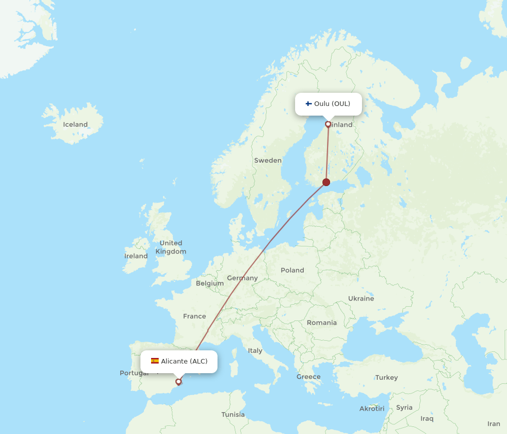 ALC-OUL flight routes