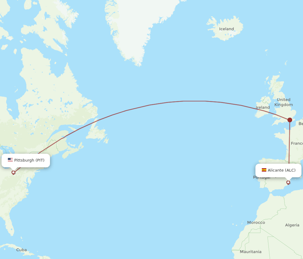 ALC-PIT flight routes