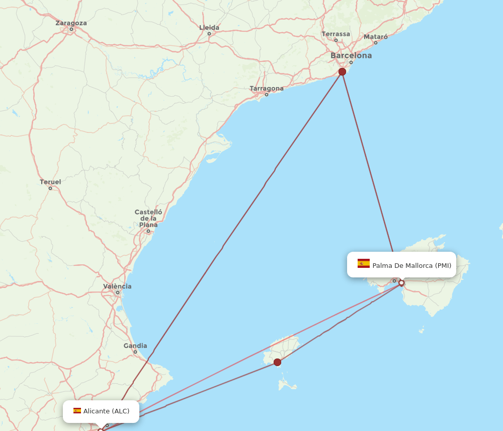 ALC to PMI flights and routes map