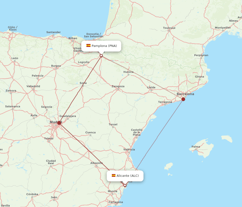 ALC-PNA flight routes