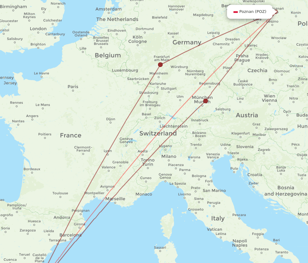 ALC-POZ flight routes