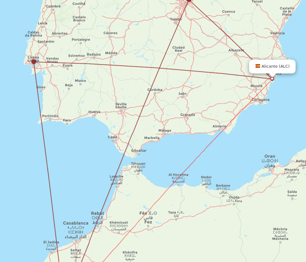ALC to RAK flights and routes map