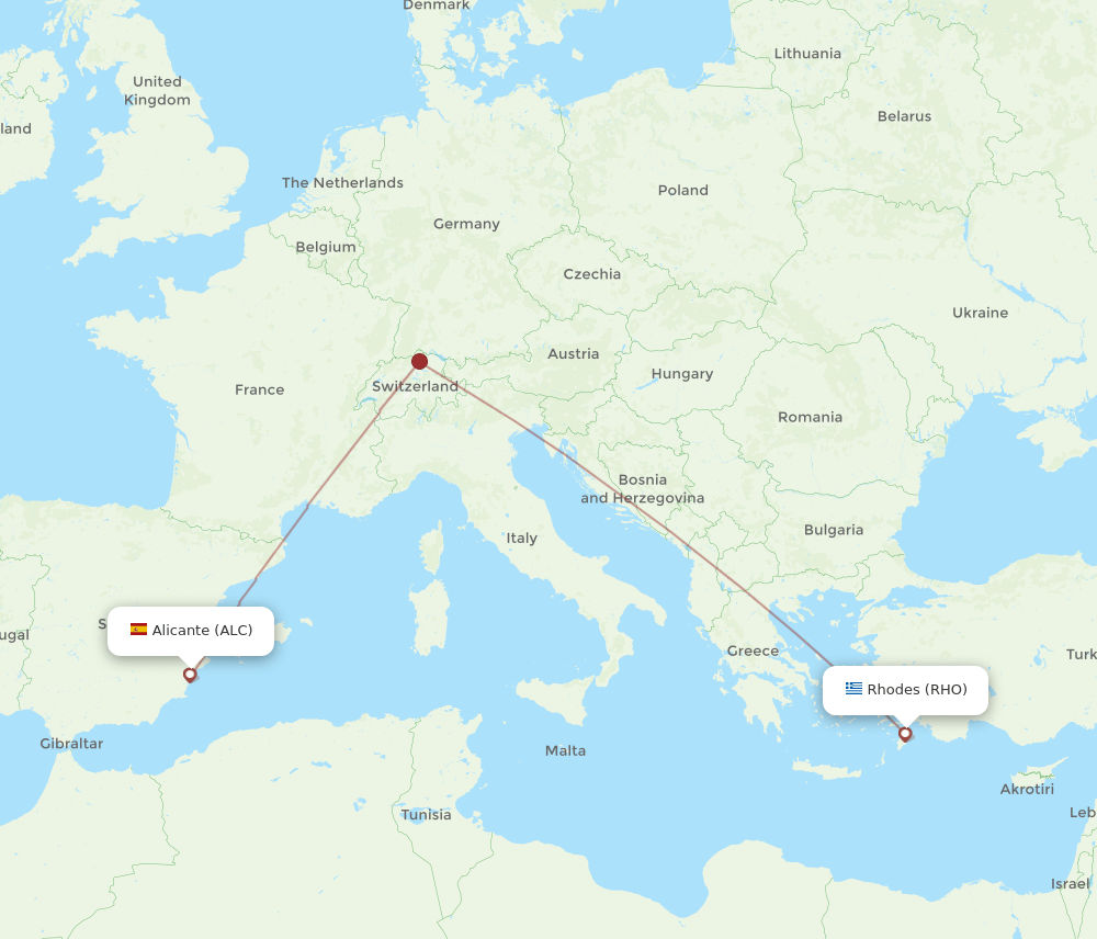 ALC to RHO flights and routes map