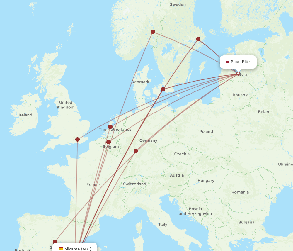 ALC-RIX flight routes