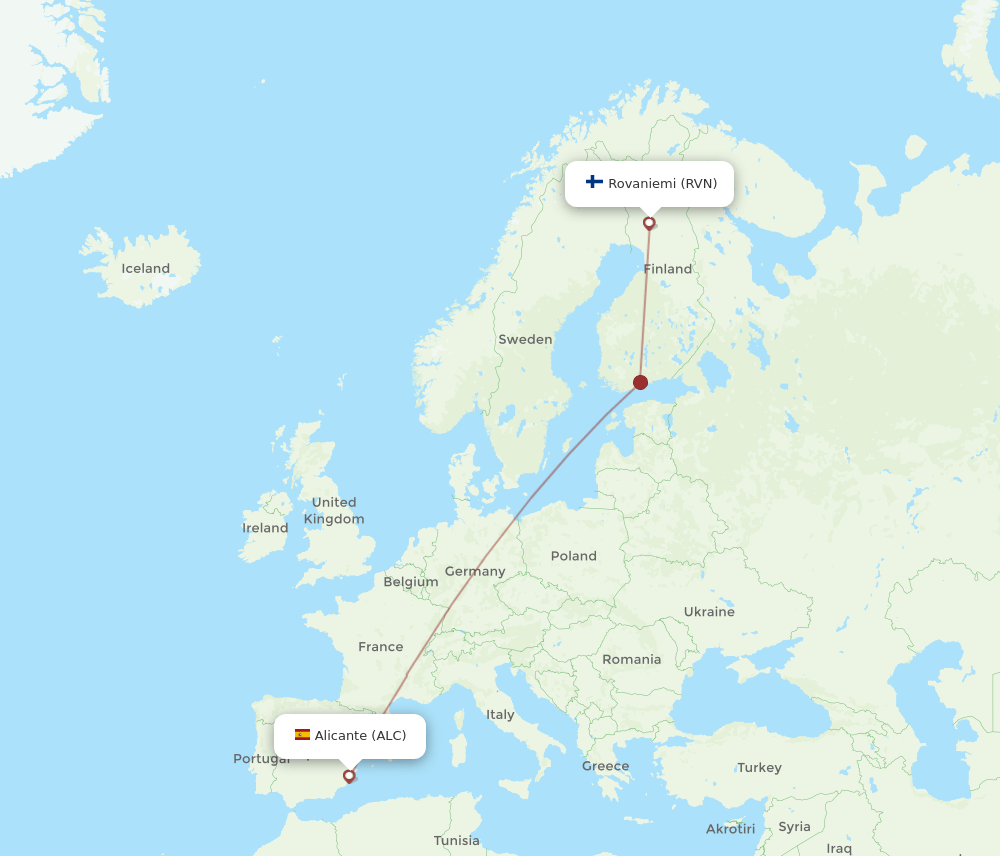 ALC-RVN flight routes