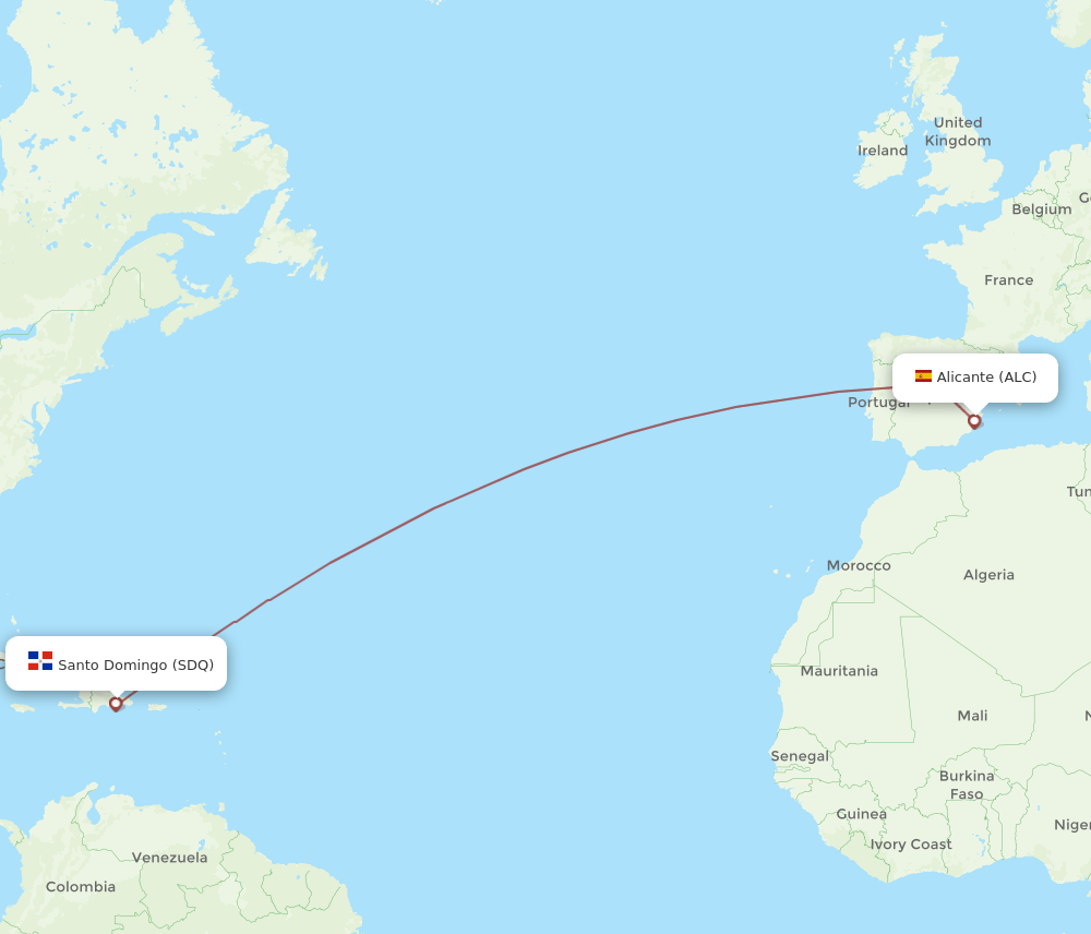 ALC-SDQ flight routes