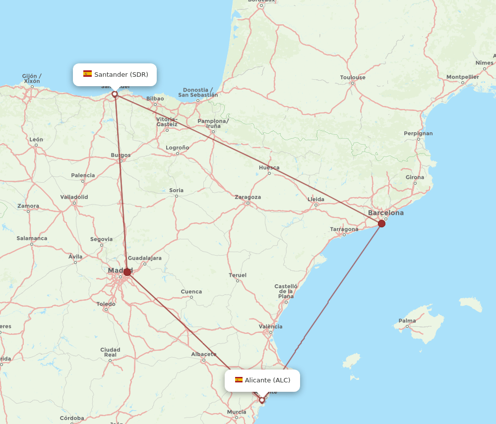ALC-SDR flight routes