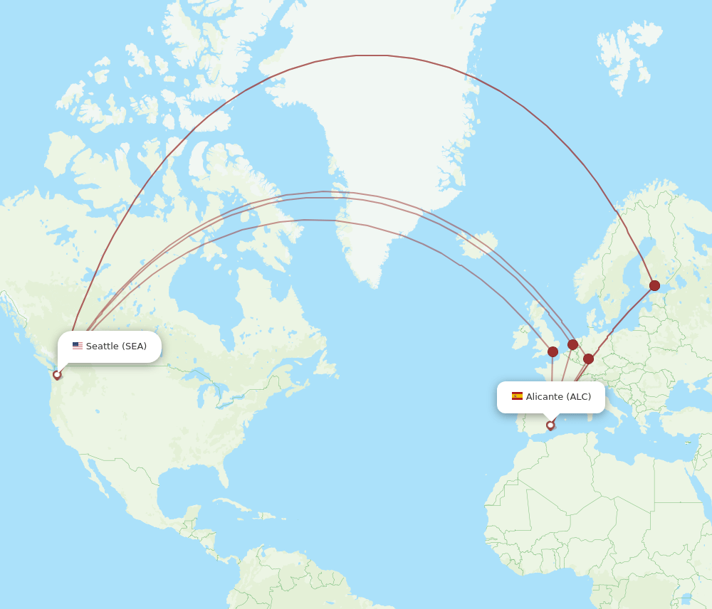 ALC-SEA flight routes