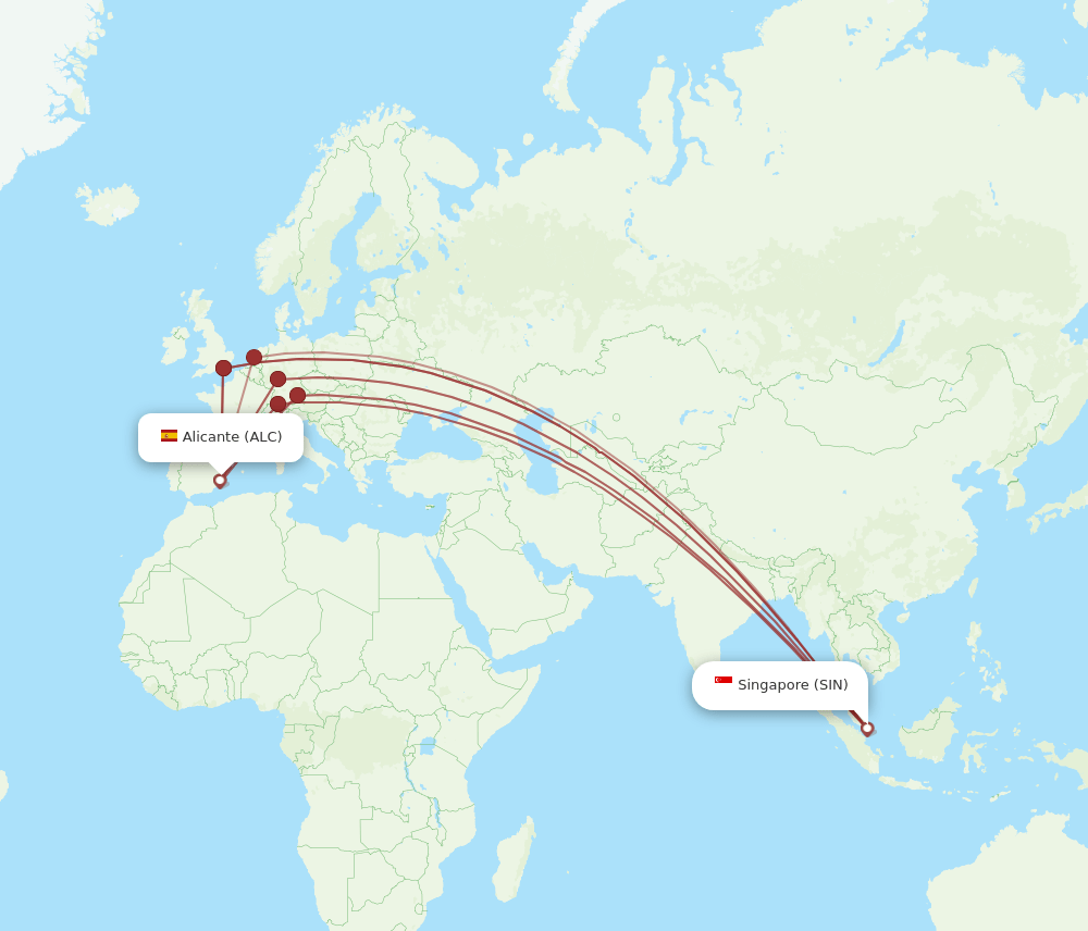 ALC-SIN flight routes
