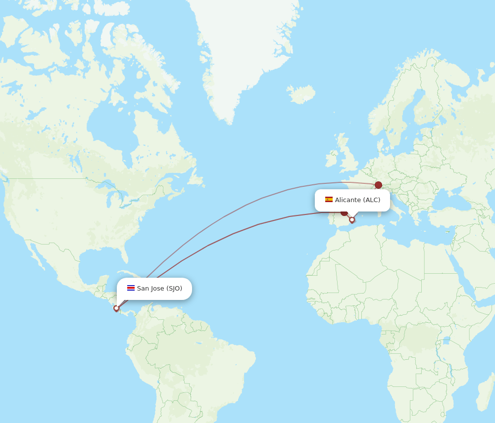 ALC-SJO flight routes
