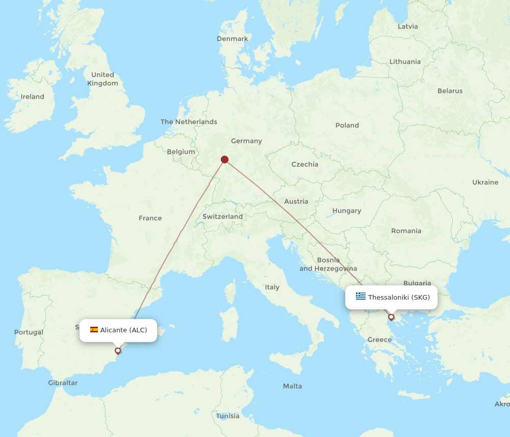 ALC to SKG flights and routes map