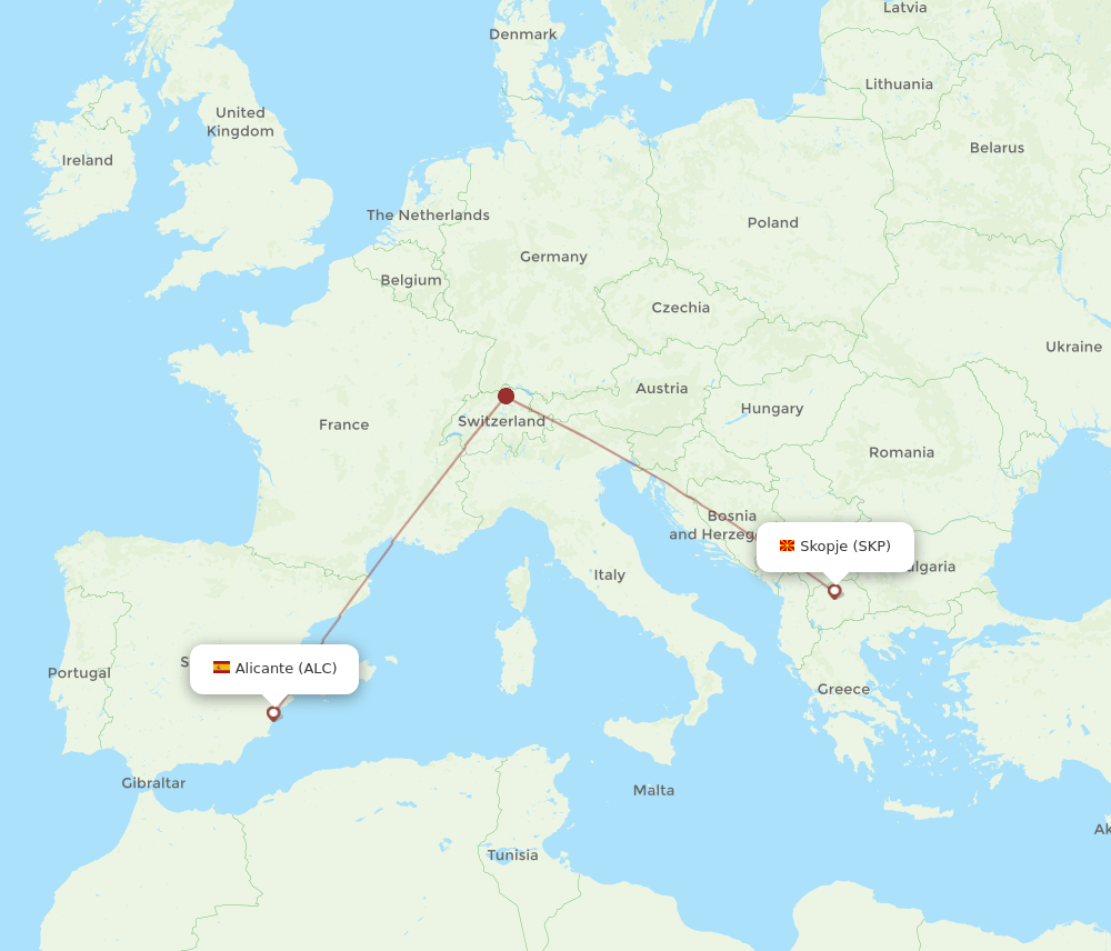ALC-SKP flight routes