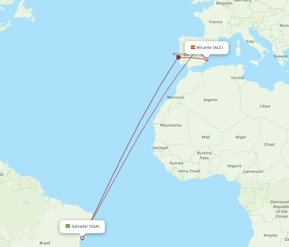 ALC to SSA flights and routes map