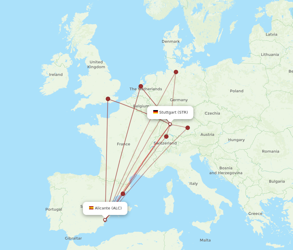 ALC to STR flights and routes map