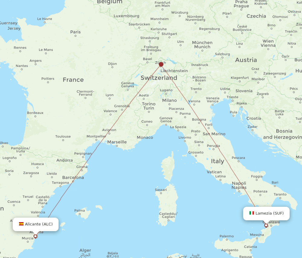 ALC-SUF flight routes