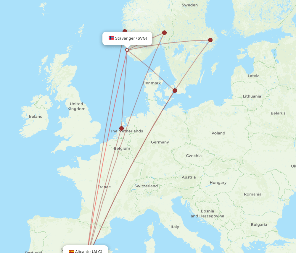 ALC-SVG flight routes