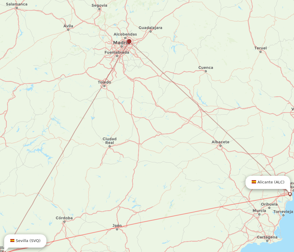 ALC to SVQ flights and routes map