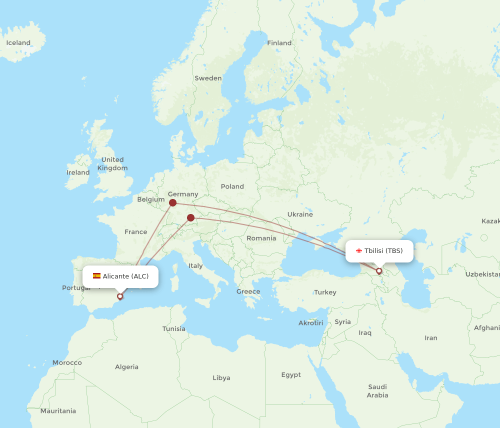 ALC-TBS flight routes