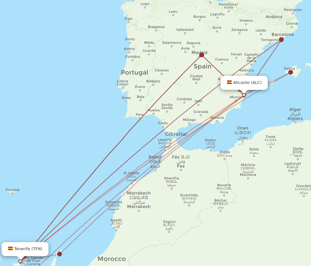 ALC-TFN flight routes