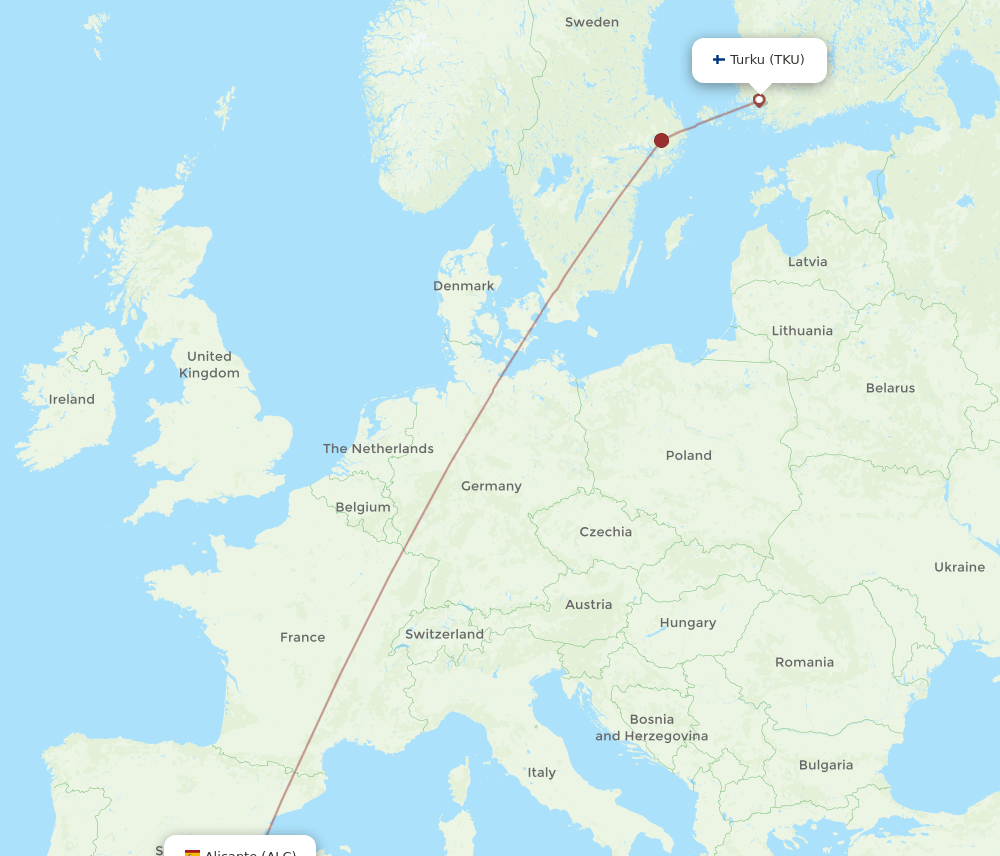 ALC-TKU flight routes