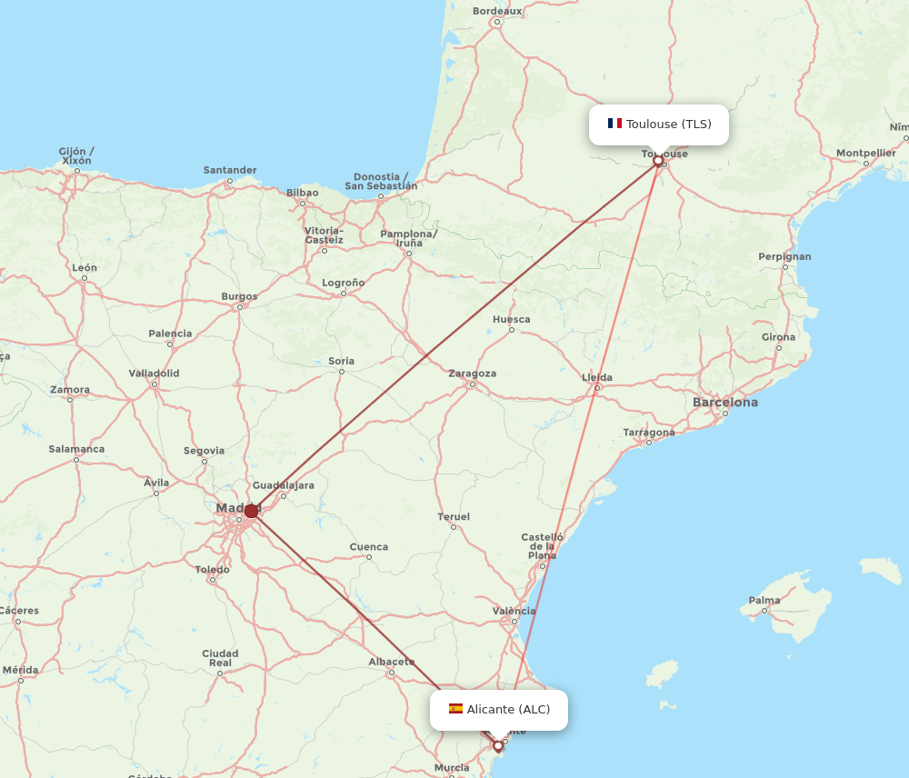 ALC to TLS flights and routes map