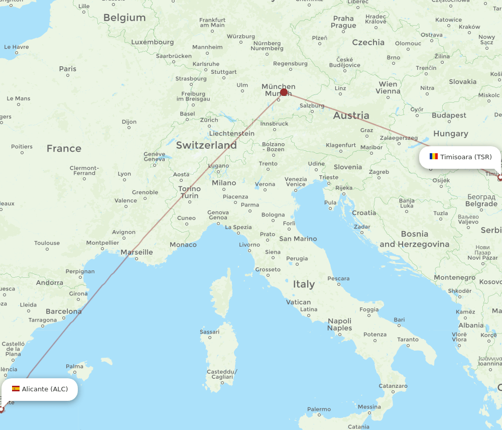 ALC-TSR flight routes