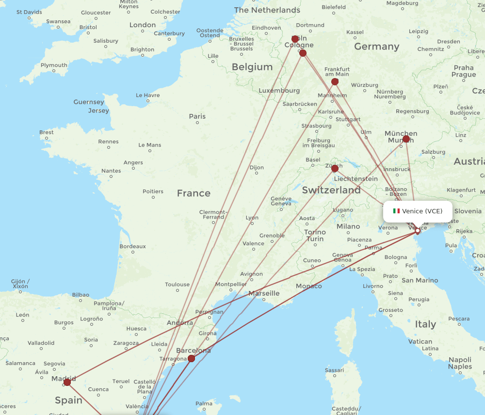 ALC-VCE flight routes