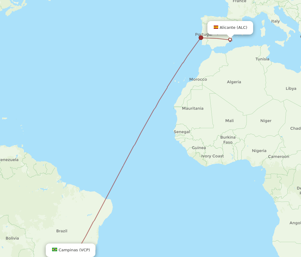 ALC to VCP flights and routes map