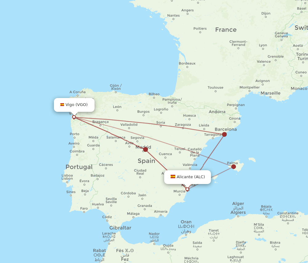 ALC-VGO flight routes