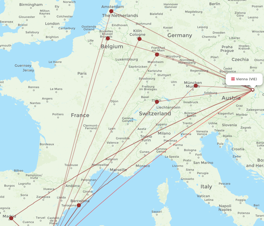 ALC-VIE flight routes