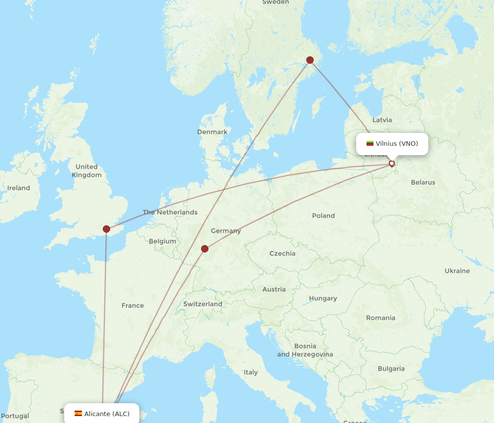 ALC-VNO flight routes