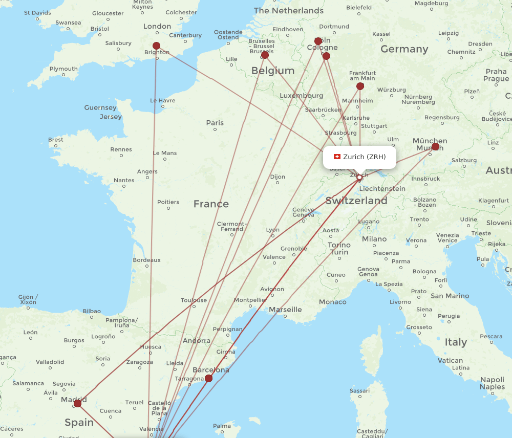 ALC-ZRH flight routes