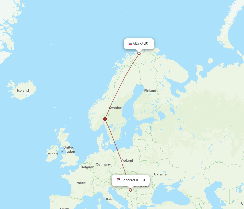 ALF-BEG flight routes