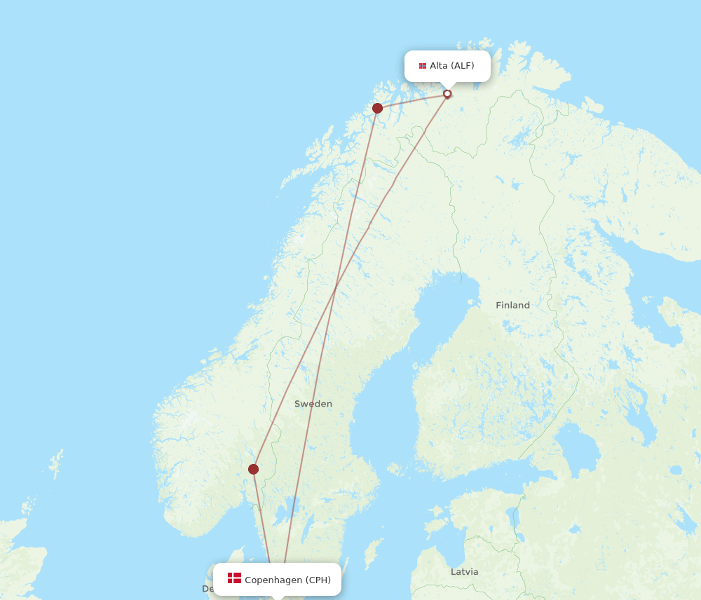 ALF-CPH flight routes