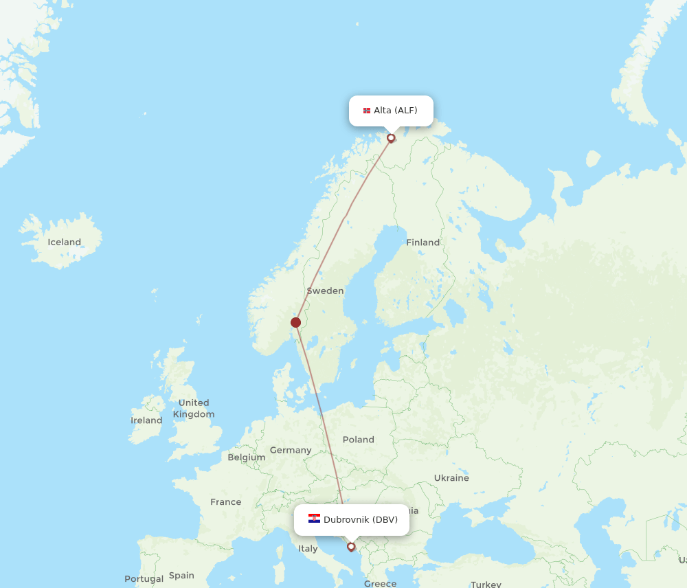 ALF-DBV flight routes