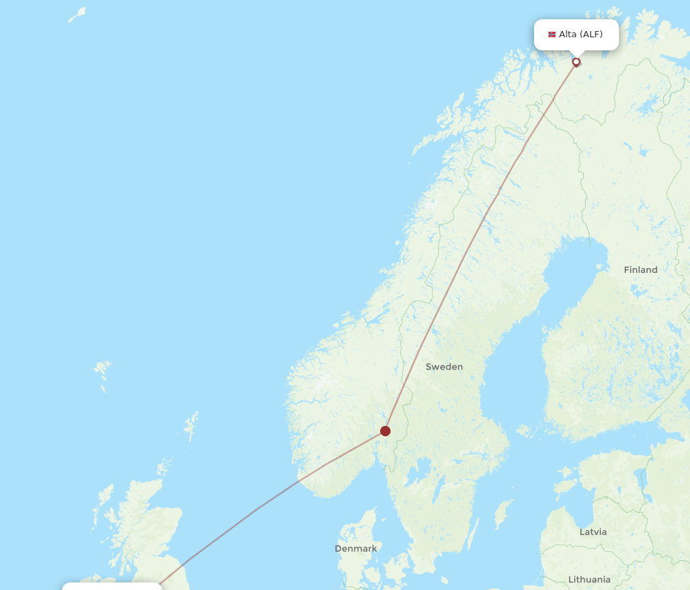 DUB to ALF flights and routes map