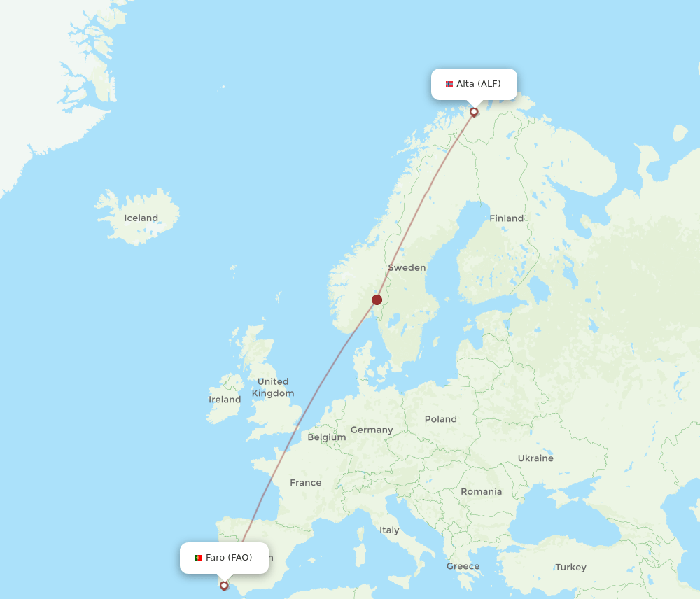 Faro - Alta route map and flight paths