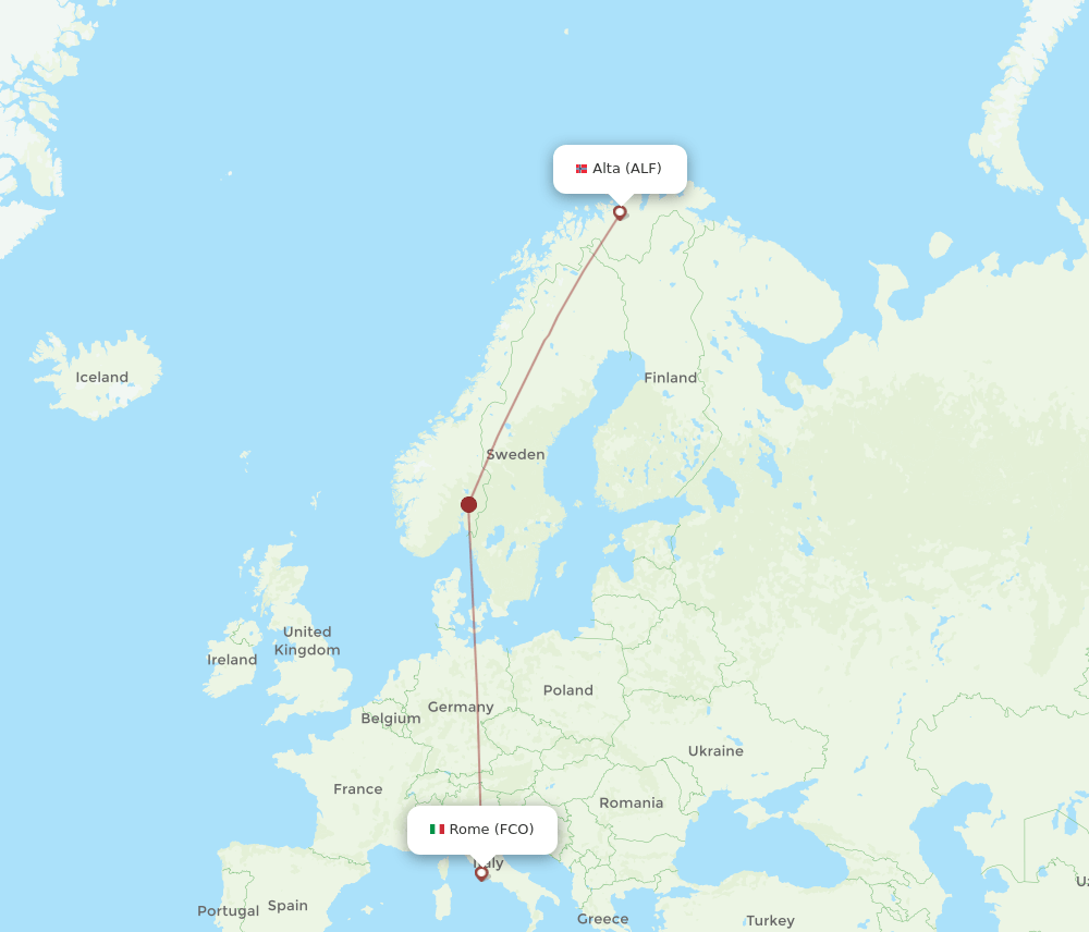 Rome - Alta route map and flight paths