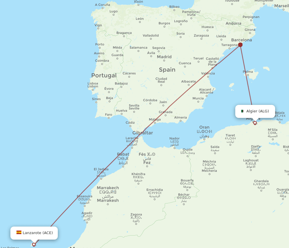 ALG to ACE flights and routes map