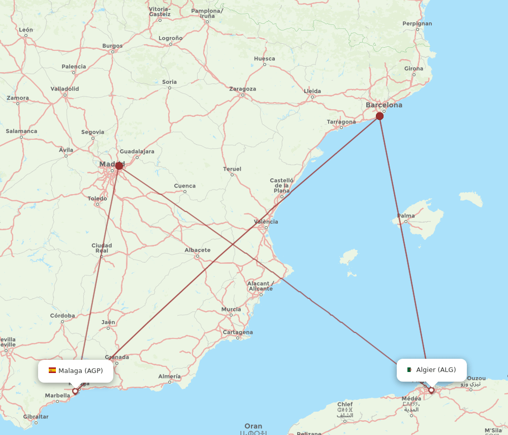 ALG-AGP flight routes