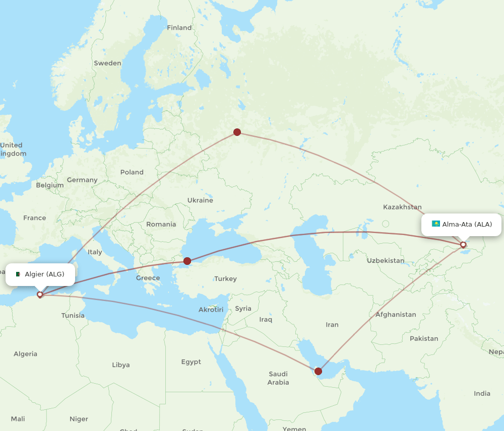 ALG-ALA flight routes