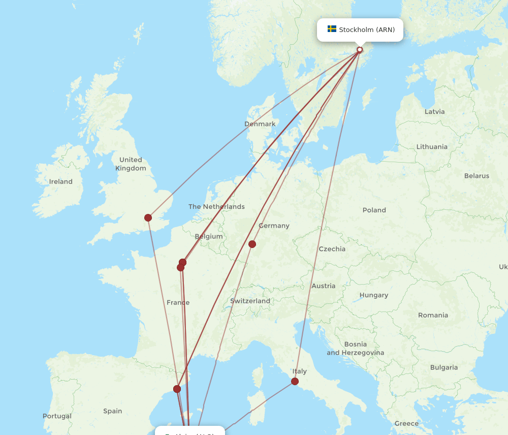 ALG-ARN flight routes