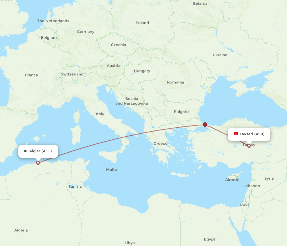 ALG-ASR flight routes