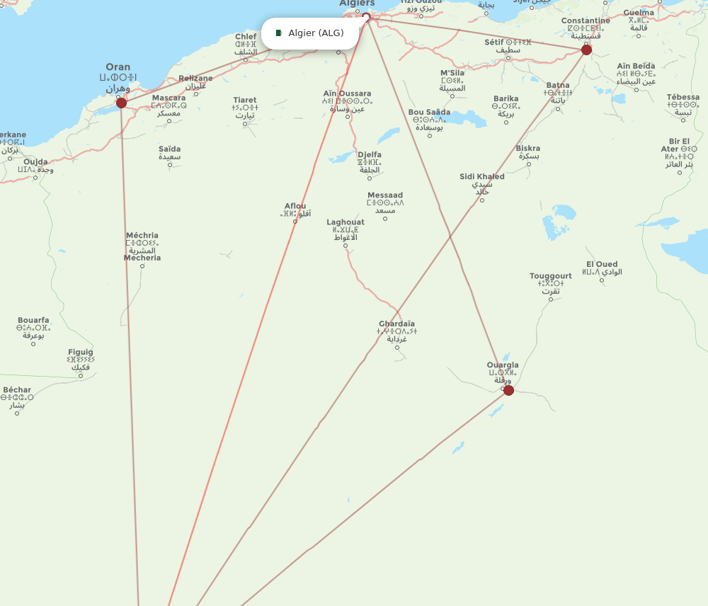 ALG to AZR flights and routes map