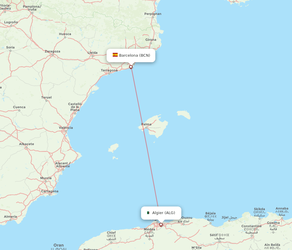 ALG to BCN flights and routes map