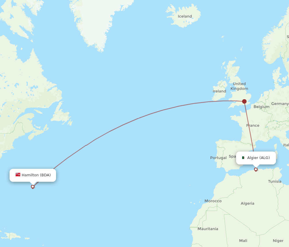 ALG-BDA flight routes
