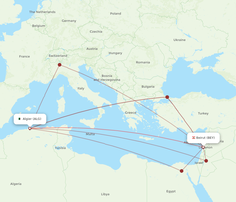 ALG-BEY flight routes