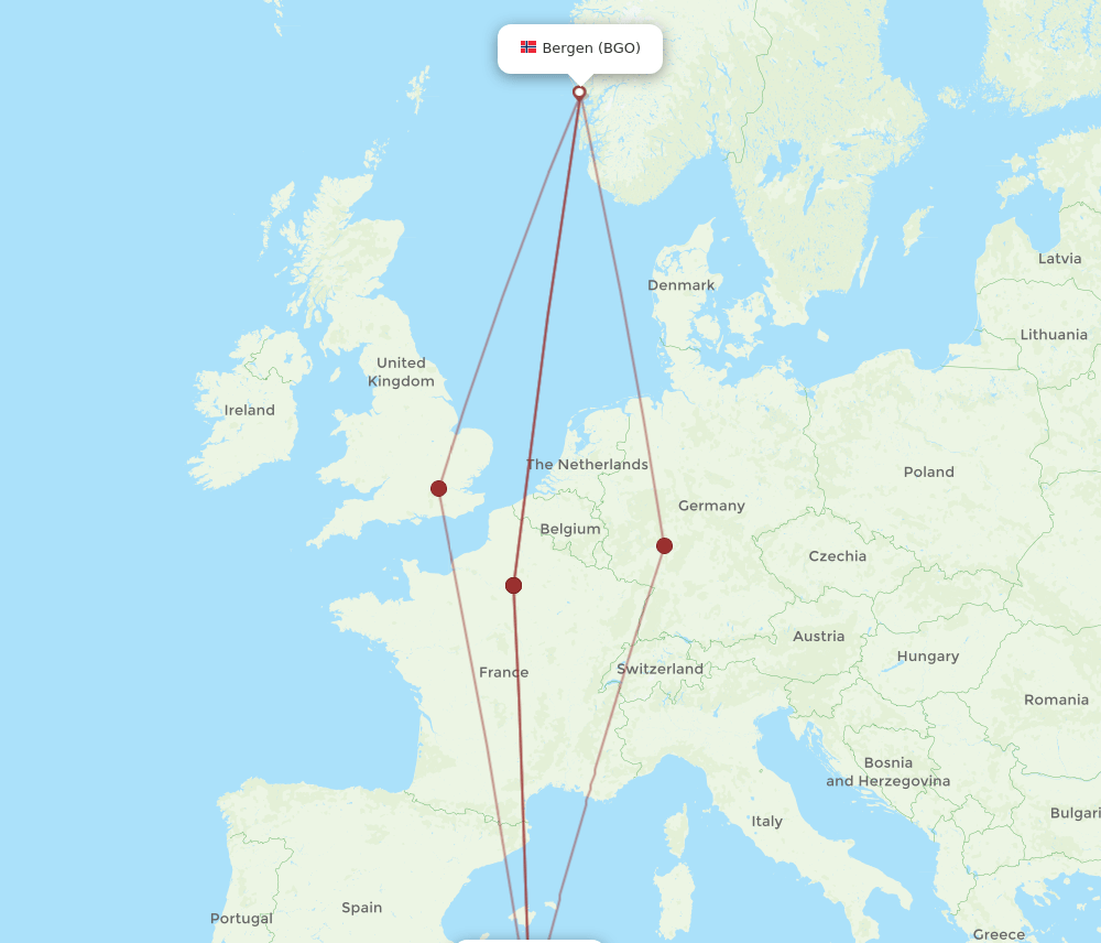 ALG-BGO flight routes